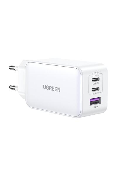 Ugreen 65w Usb Type-c Qc 4.0 Pd 3.0 Ganx 3 Portlu Hızlı Şarj Cihazı Beyaz