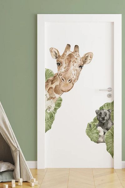 Kt Grup Magnificent Cougar and Tropical Leaves Sticker Set - Door Friends