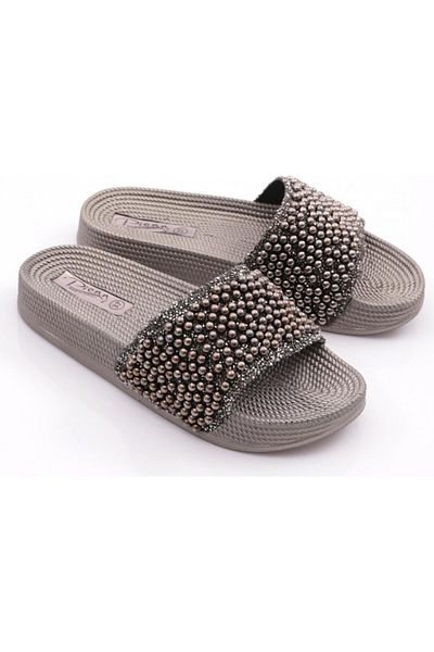 Ayzen Platinum 36-40 Stylish Comfort Slippers with Stone Detail