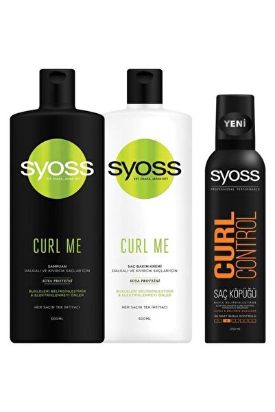 Syoss Curl Me Şampuan 500 Ml + Saç Kremi 500 Ml + Curl Control Köpük 250 Ml