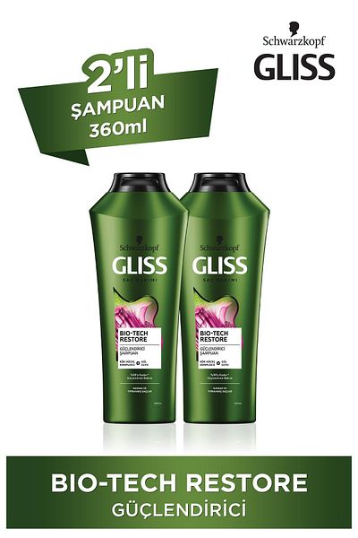 Gliss Bio-tech Restore 360 ml Strengthening Shampoo - With Stem Cell Complex and Rose Water