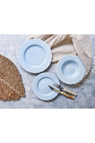 KANCAEV Lace Collection Dinner Plate, 26cm. Blue Sold as a Set of 2