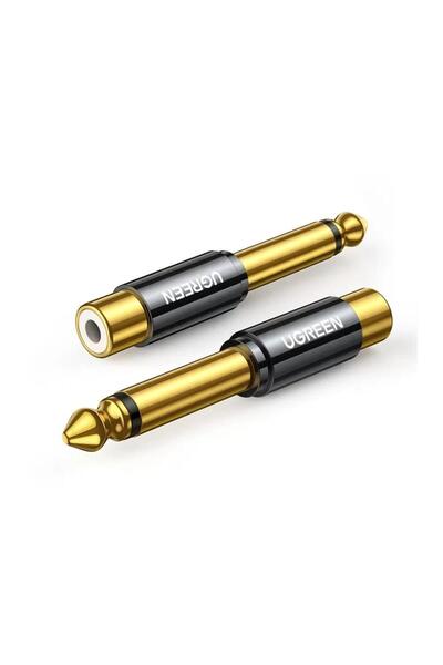 Ugreen Przejściówka wtyczka adapter jack 6.35 mm męski na RCA żeński złoty
