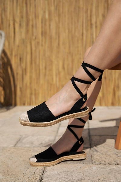 STRASWANS Enjoy Women's Linen Espadrille Black