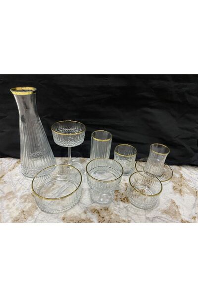 Paşabahçe 97 Parça Elysia Gold Altın Yaldızlı Su Takımı Kadeh Sofra Çeyiz Seti Hediyelik Çeyizlik Sunum Karaf