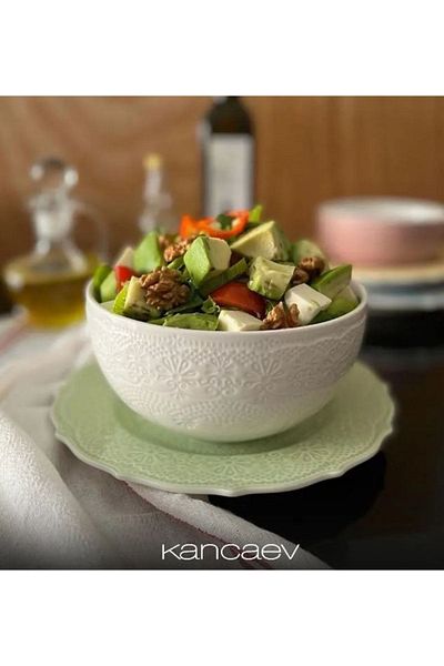 KANCAEV Lace Collection Dessert Plate, 21cm. Green Sold as a Set of 2