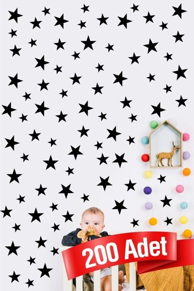 Kt Grup 200 Adet Siyah Rengi Yıldız Sticker
