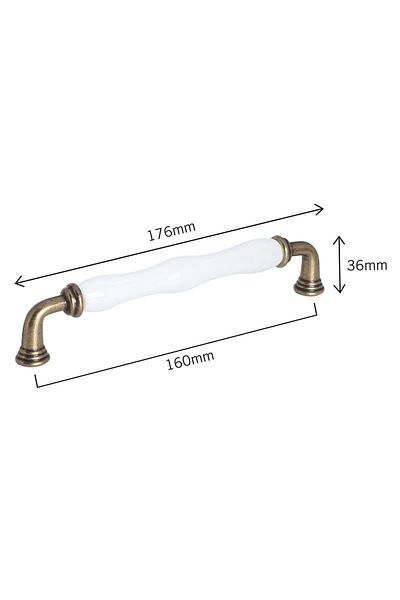 Porcellana Perla Porcelain Handle Cabinet Drawer Furniture Kitchen Handle Sapphire 160mm-white-antique-stk0794