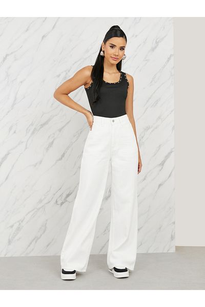 Styli High Rise Wide Leg Jeans