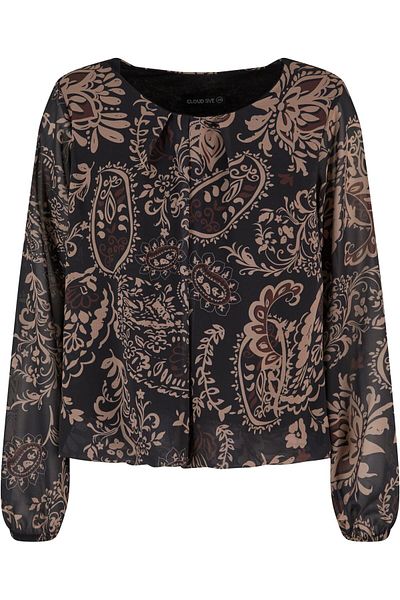 Cloud5ive Damen Cloud5ive Damen Chiffon Bluse mit All Over Ornament Print