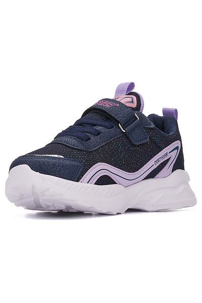İmerShoes Pantofi de zi cu zi unisex pentru copii, albastru bleumarin, liliac, cu șireturi și velcro, talpă ușoară anti-alunecare, pantofi sport confortabili