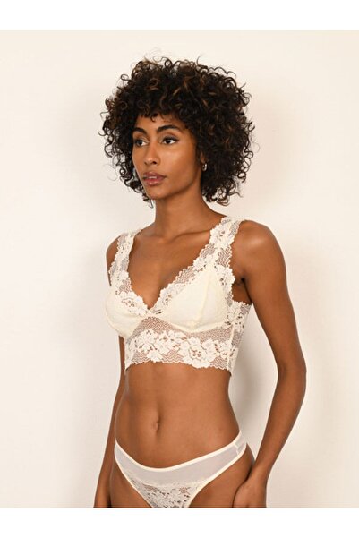 BICCA Elysia Longline Series Lace Bra Lace Floral Bralet Without Underwire Ecru