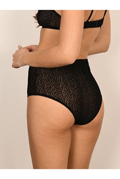 BICCA Seria Serenity Chiloți sexy cu talie înaltă, fără urme, cu imprimeu leopard, hipster, transparenti, negri