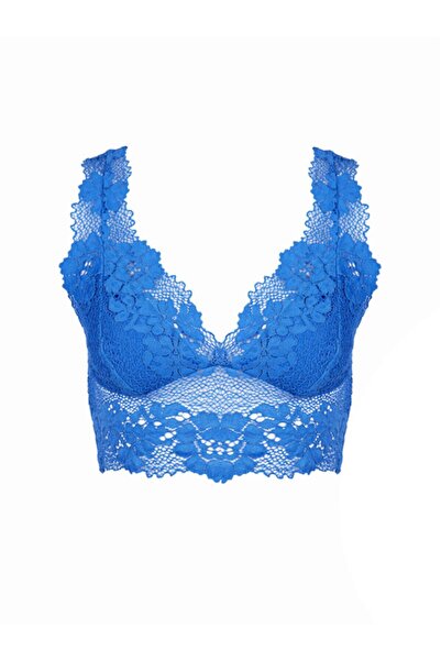 BICCA Elysia Longline Series Sutien din dantelă Bralet floral fără sârmă Albastru