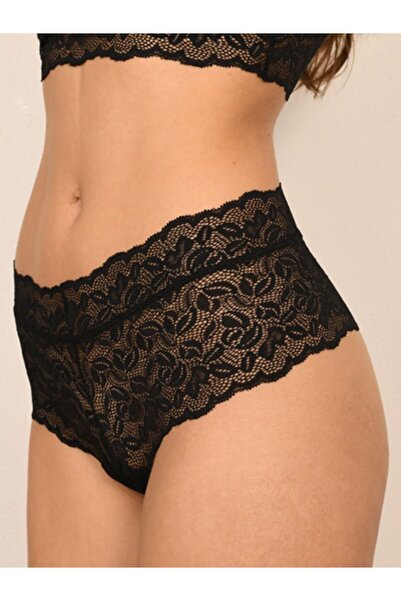 BICCA Σειρά Whitney Ψηλόμεση δαντέλα εσώρουχα χωρίς ίχνη Βραζιλιάνικη δαντέλα με λεπτομέρειες σέξι μαύρο εσώρουχο