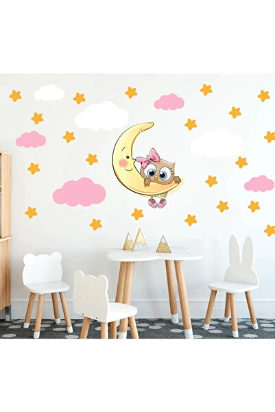 Kt Grup Sova, zvezde i ružičasti, beli oblaci zidna nalepnica
