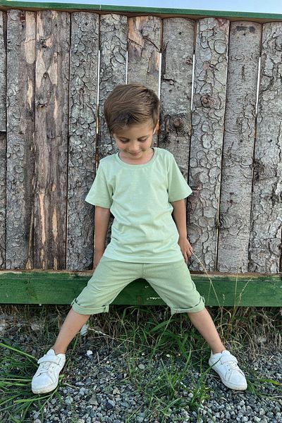 Pollito Παιδικό T-shirt Aqua Green Crew Neck Basic 100% βαμβάκι