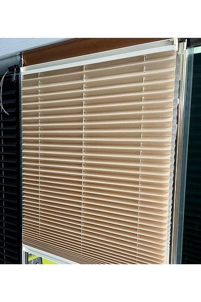 yağmur zebra Foldable Glass Balcony Curtain Home Curtain Office Curtain (CREAM) Pleat Curtain