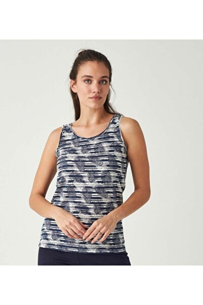 Mod Collection Kadın Lacivert Tropikal Desen Penye Kapri Takım