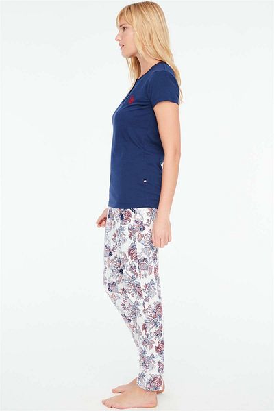 U.S. Polo Assn. Set de pijamale pentru femei, bumbac, albastru bleumarin