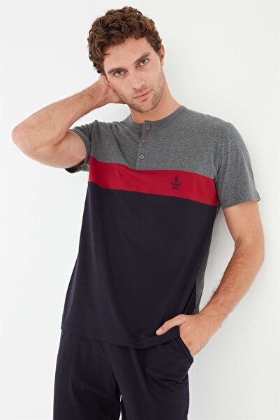 Mod Collection - Erkek Antrasit Melanj Patlı Pijama Takımı