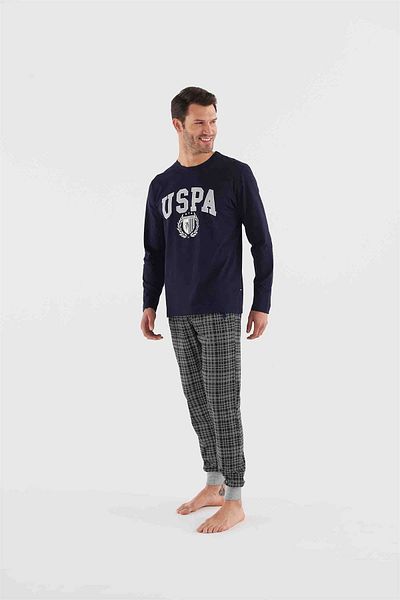 U.S. Polo Assn. Ανδρικό Σετ Πιτζάμες Στρογγυλό γιακά Navy Blue