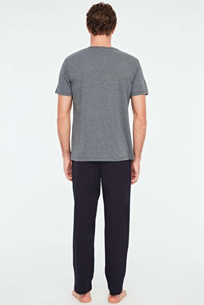Mod Collection - Erkek Antrasit Melanj Patlı Pijama Takımı