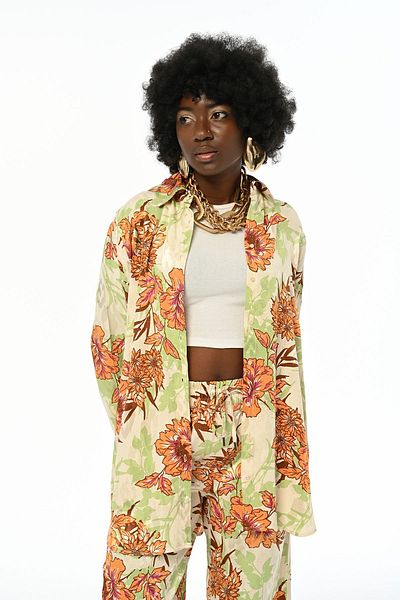 Orfeo Negro Cămașă de damă oversize cu modele florale - Jacquard