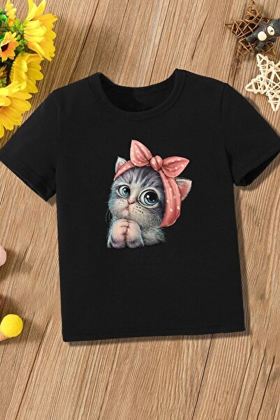 trendypassion Βαμβακερό μπλουζάκι Unisex Kids Little Cat με στάμπα