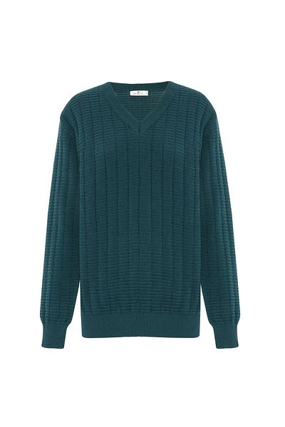 Peraluna Pulover cu decolteu „V Neck” Zacha Pulover bărbătesc sezonier cu dungi în trei mărimi - Turcoaz