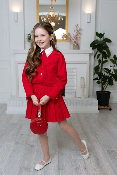Ribbon kids Skirt, shirt and jacket set + bag + tie