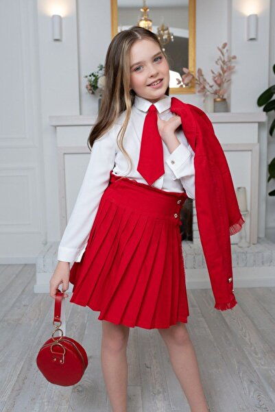 Ribbon kids Skirt, shirt and jacket set + bag + tie