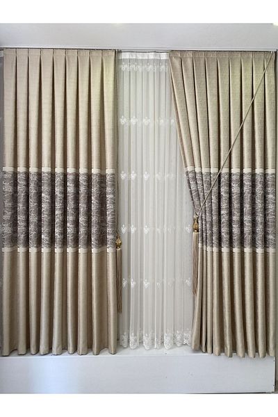 Fon Dünyası Panel Background Curtain Cappuccino Cream (SINGLE WING)