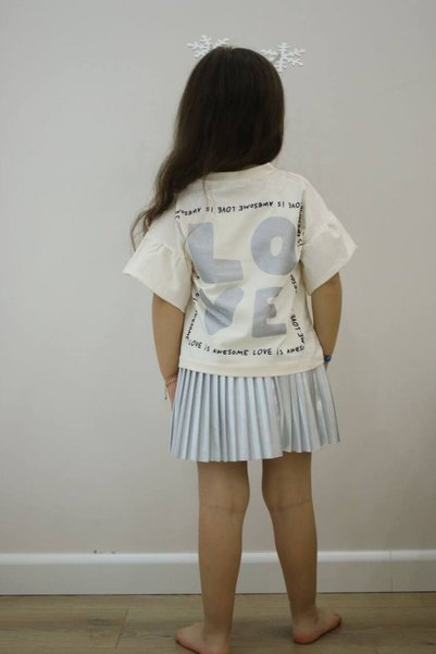 esmacamoda skirt cream t-shirt bottom top suit girl child