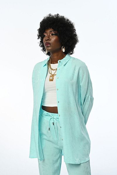 Orfeo Negro Cămașă oversize pentru femei, cu model, color mentă