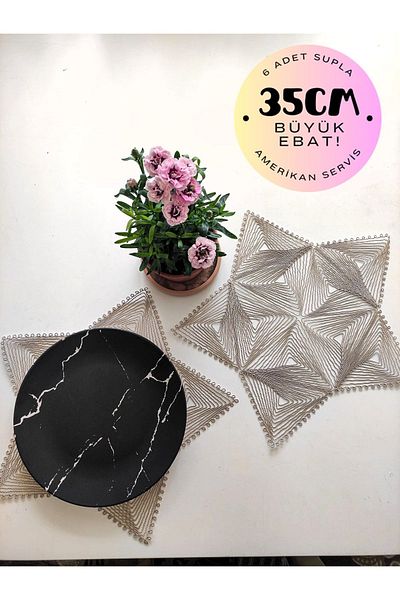 Çt Çeyizci Tekstil 6-Piece Plates Coffee American Service - Plate Coaster