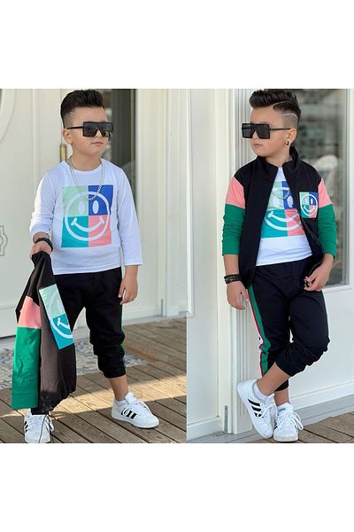 Ysferbutik Boys' Tracksuit Set Children's Seasonal Triple Tracksuit Set