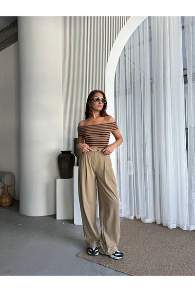 İLKCET MODA Γυναικεία πλεκτή μπλούζα με γιακά Madonna