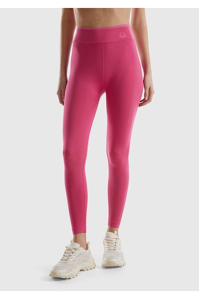 United Colors of Benetton Fuchsia Women's Sports Tights - Logo Embroidered Front, Push-up Effect