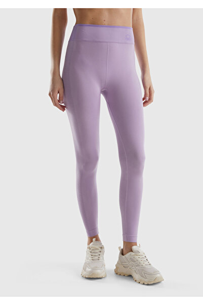 United Colors of Benetton Lilac Push-up Sports Tights - Logo Embroidered on the Front
