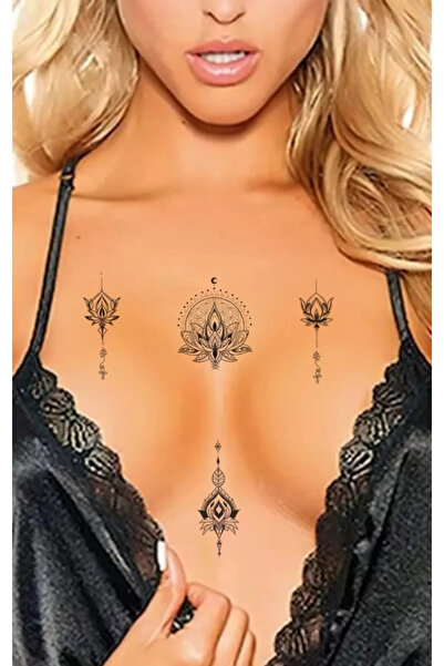 Atılgan Grp Lotus Çiçeği Göğüs Arası, Bilek, Kol, Bacak Geçici Dövme, Tattoo,...