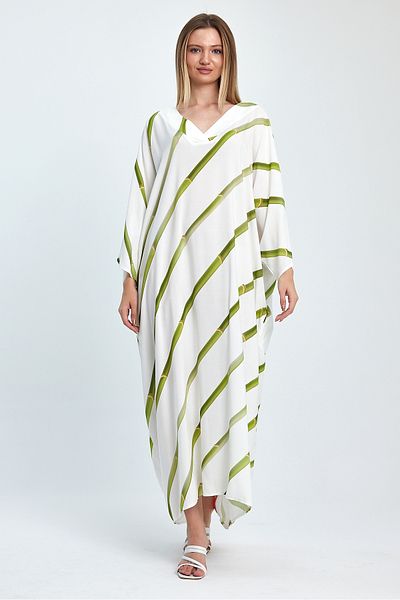 Denismoda V-Neck Parrot Patterned Women's Dress