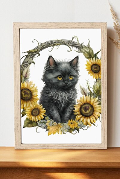 Luna Marissa Αφίσα μαύρης γάτας - Αφίσα τοίχου από γυαλιστερό χαρτί χωρίς πλα...