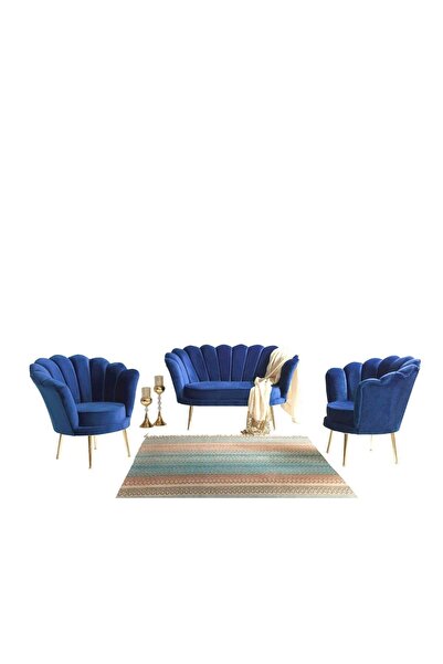 mobilyabazari Inci Mavi 2 1 1 Çay Seti, Oturma Grubu,gürgen Iskelet Bahçe Set...