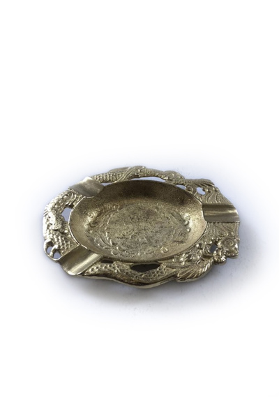 Seha Bronz Altın Rengi Pirinç Döküm Desenli Oval Küllük