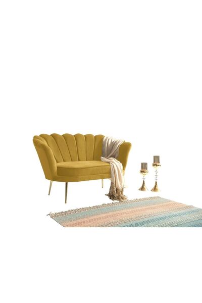 mobilyabazari Inci Sarı Çay Seti Ikili Koltuk,kanepe (SALON, BALKON, OFİS, BA...