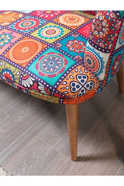mobilyabazari Liya Patchwork Çay Seti Tekli Koltuk,berjer (SALON, BALKON, OFİS)