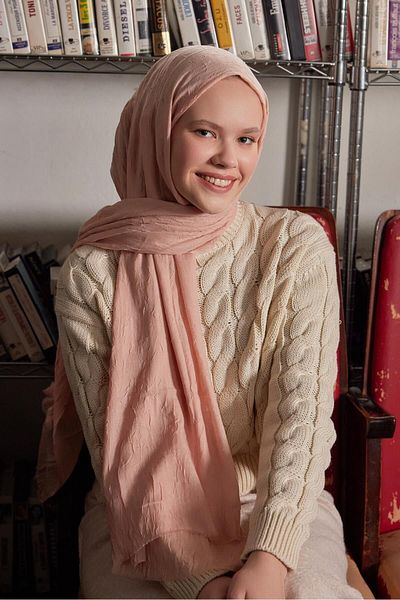 Şalland Bamboo Craş Shawl - Peach Design