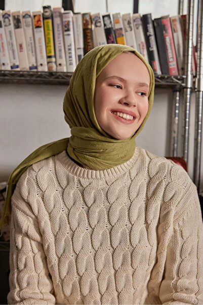 Şalland Bamboo Shawl - Olive Model