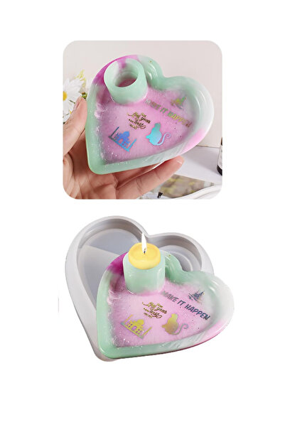 Sirius Hobi Epoksi Kalıp Alçı Mumluk Şamdanlık Kalıpları Kalp 2